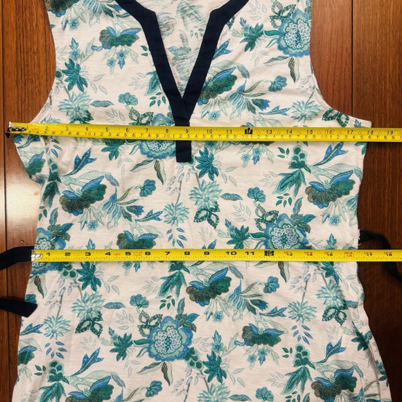 Tommy Bahama Flowers Cotton Dress Size:M Belted A Line Tank Dress Super Soft - Picture 8 of 11